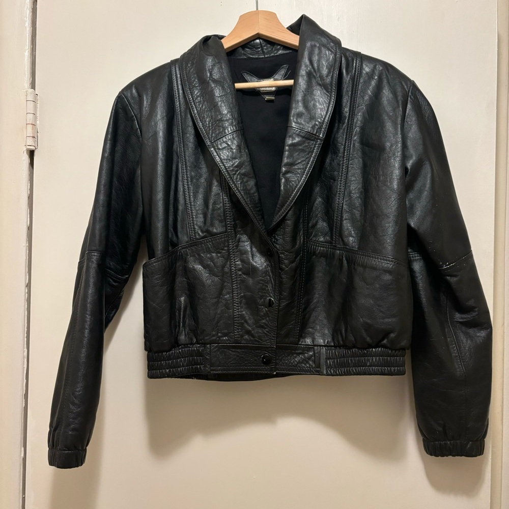 Vintage cropped leather jacket